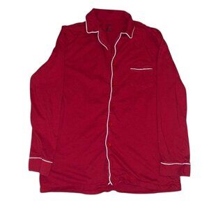 Indefini Red long sleeve cotton pajama shirt